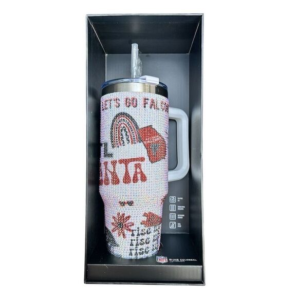 NFL Atlanta Falcons Colossal Bling 46 oz Tumbler Let's Go Falcons Design - Picture 1 of 4